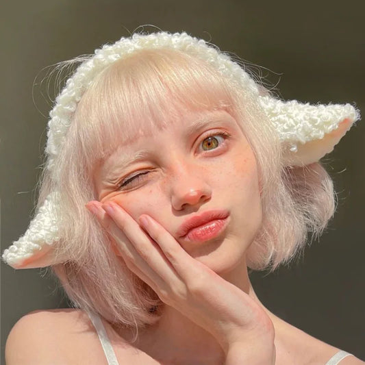 Kawaii Sheep Ears Headband 🌸🐑 Handmade Lolita Style Headdress