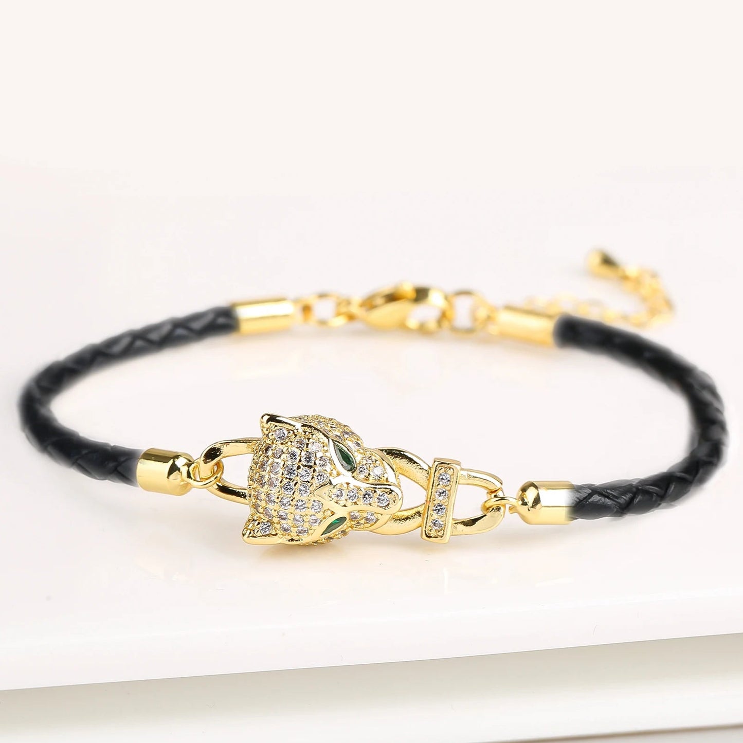 🐻✨ Adorable Bear Zirconia Charm Bracelet - 6 Color Adjustable Leather Rope for Everyone! 🎉🎈