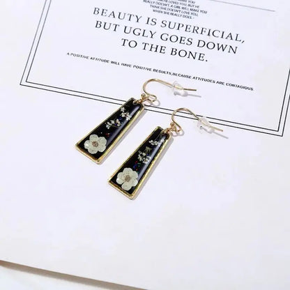 Pastel Pressed Flower Resin Drops Earrings 🌸 Elegant Geometric Jewelry For Women
