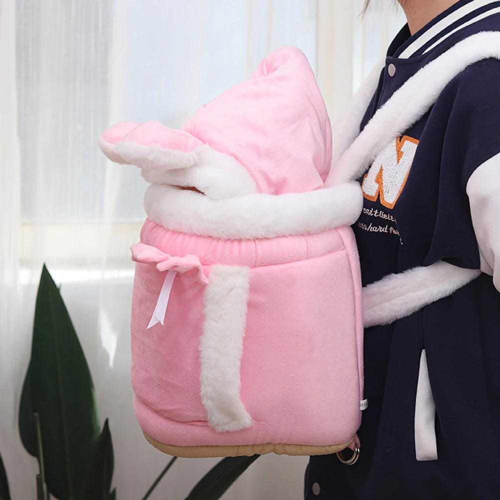 Kawaii Cozy Pet Backpack 🐾🌈 - Plush Travel Carrier for Cats & Dogs 🐶✨ Perfect for Outdoor Adventures!