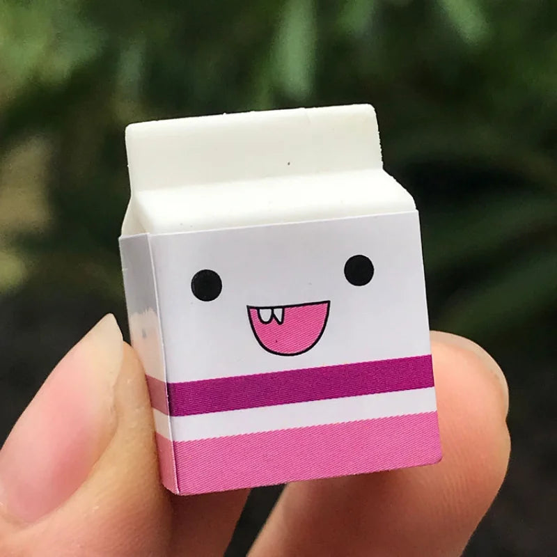 🐮✨ Cute Milk Box Erasers - 6pcs Adorable Cartoon Fun for School & Crafts! 🍪✏️