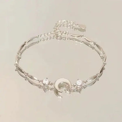 Sweet Korean Imitation Pearl Link Chain Bracelet For Women Girl Elegant Charm Crystal Bowknot Bow Jewelry Female Party Gifts