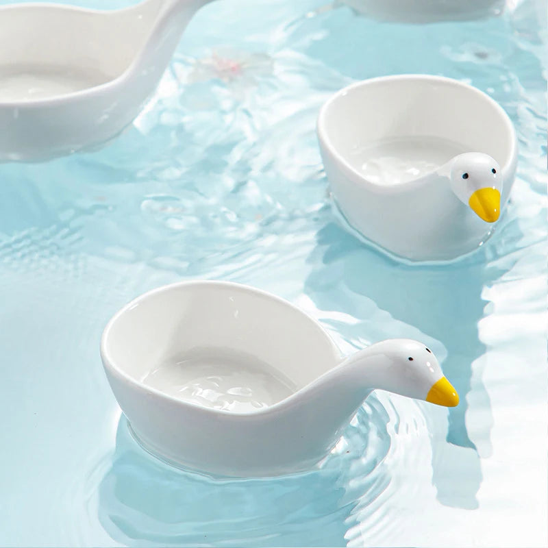 Cute Swan Ceramic Dipping Bowls 🦢✨ | Kawaii Sauce Dishes for Snacks & Condiments 🍣🍅