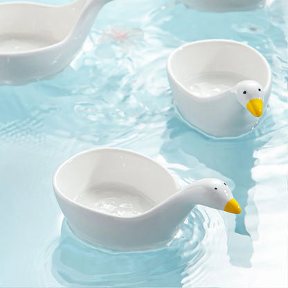 Cute Swan Ceramic Dipping Bowls 🦢✨ | Kawaii Sauce Dishes for Snacks & Condiments 🍣🍅