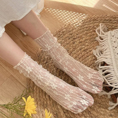 ✨ Whimsical Floral Lace Fishnet Socks 🌸 Soft & Breezy Fun Hosiery for Ladies! 🧦