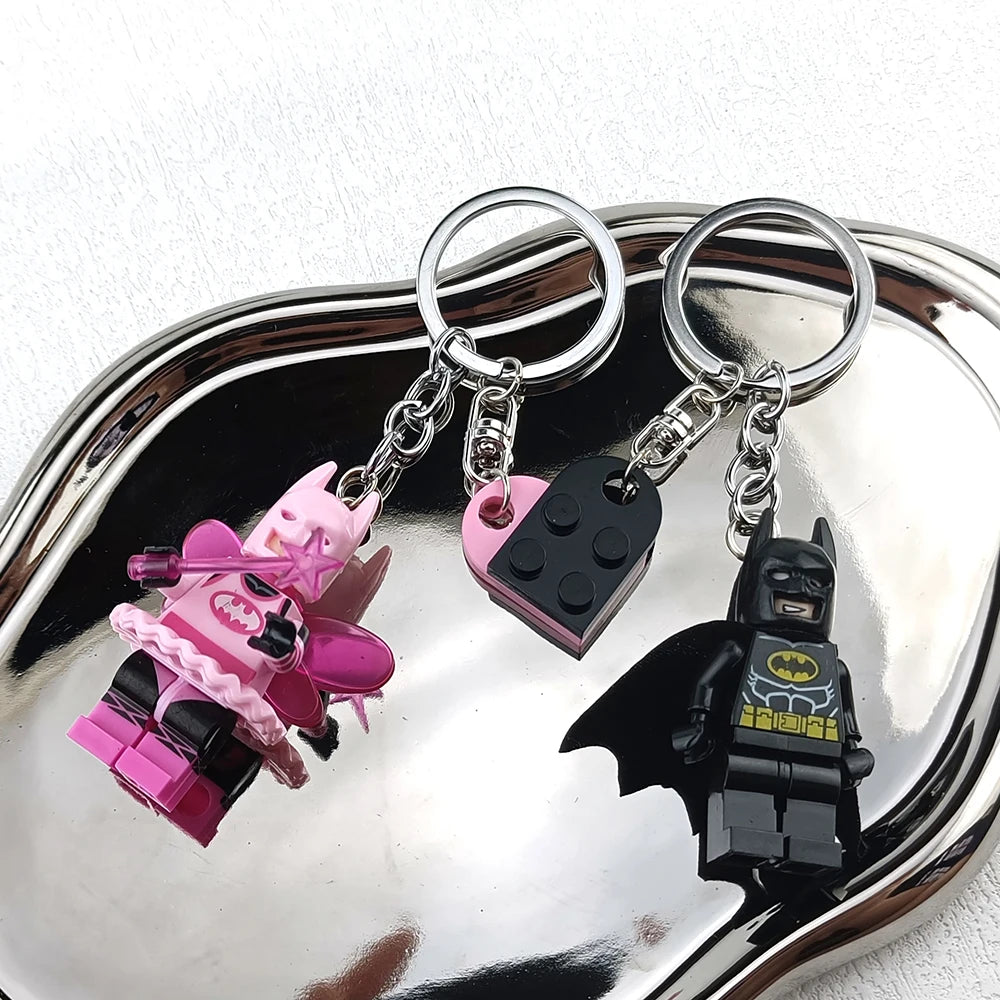 Cute 3D Fairy Star Bat Keychain Set Pink Black Heart Backpack Charm 🗝️