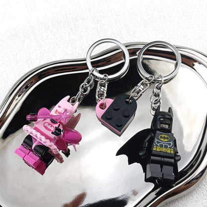 Cute 3D Fairy Star Bat Keychain Set Pink Black Heart Backpack Charm 🗝️
