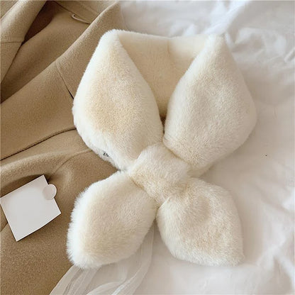 Whimsical Faux Fur Collar Scarf For Women Winter Warmth Cute Plush 🌈🐰❄️