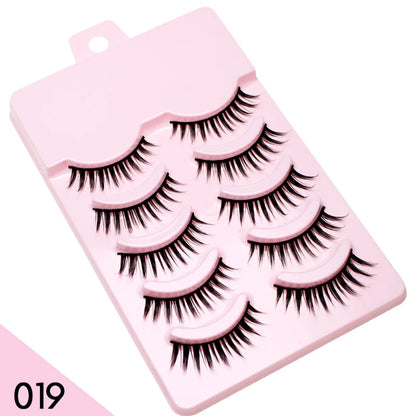 Pastel Little Devil Anime Lashes 5 Pairs Clear Band Full Strip For Natural Daily Manga Style Eyelashes 😈👁️✨