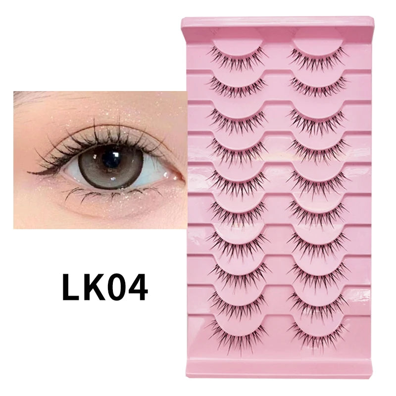 Adorable Manga Style False Eyelashes 10 Pairs Natural Full Strip Lashes For Anime Look Makeup ✨🐰🎀🌸