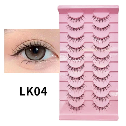 Adorable Manga Style False Eyelashes 10 Pairs Natural Full Strip Lashes For Anime Look Makeup ✨🐰🎀🌸