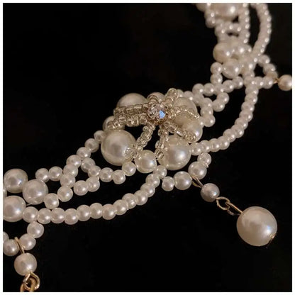 Kawaii Luxe Pearl Choker ✨💕 Multi-Layered Charm for Party Princesses 🎉🌸