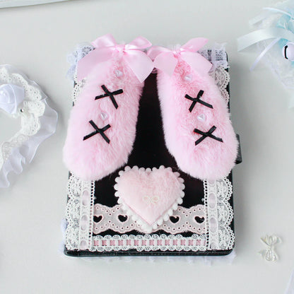 Lace Handmade Kpop Photocard Album A5 PU Leather Plush Pink Black Idol Keeper 📚💖