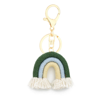 Kawaii 5cm Rainbow Tassel Keychains 🌈✨ | Cute Macrame Car Keyring & Bag Charm for Women 💖💼