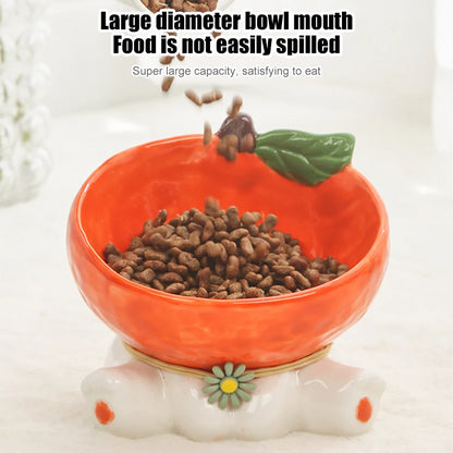 Kawaii Cat & Dog Food Bowl 🐾🍉 Elevated Ceramic Dish for Adorable Eating & Drinking!