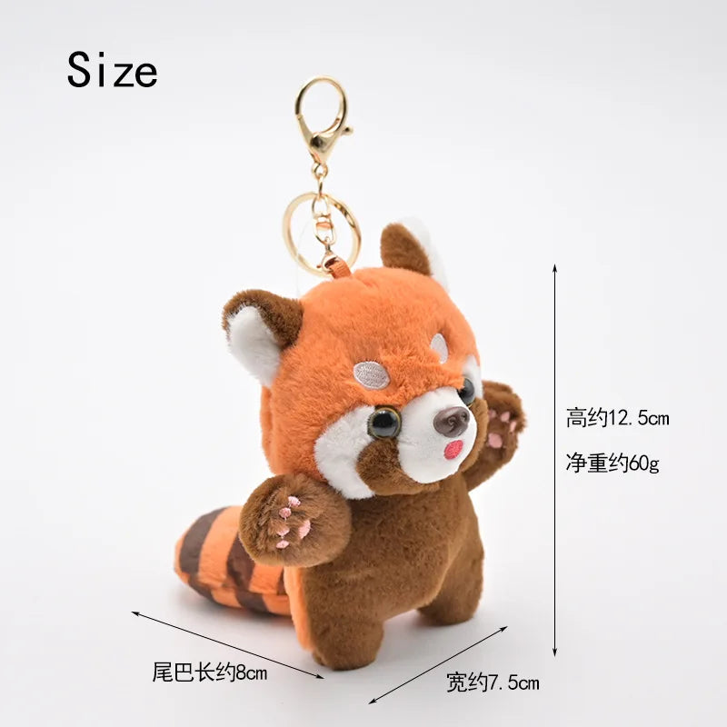 Cute Red Panda Plush Keychain Pendant Toy 🐼 Soft Raccoon Charm For Backpacks