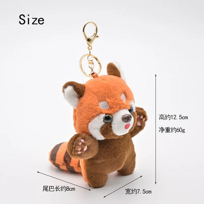 Cute Red Panda Plush Keychain Pendant Toy 🐼 Soft Raccoon Charm For Backpacks