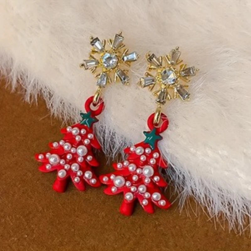 Cute Snowflake Christmas Tree Earrings For Women Holiday Gift 🎄✨