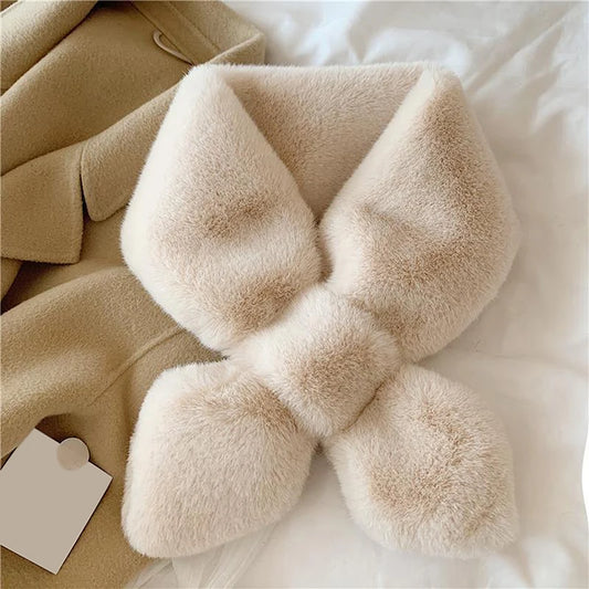 Whimsical Faux Fur Collar Scarf For Women Winter Warmth Cute Plush 🌈🐰❄️