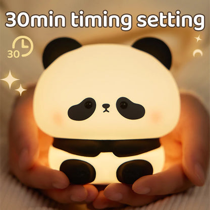 Adorable Panda Silicone LED Night Light - USB Rechargeable Touch Lamp for Cozy Bedtime Bliss 🐼💡✨