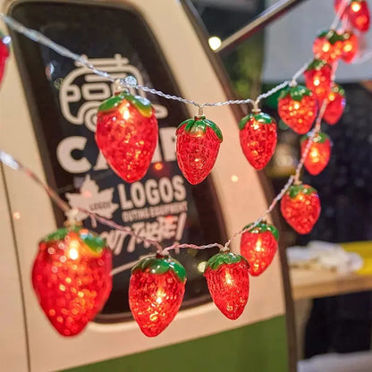 Kawaii Strawberry Fairy Lights 🍓✨ | 10 LED String Lights for Enchanting Home Decor 🌟 | Perfect for Easter & Parties! 🎉