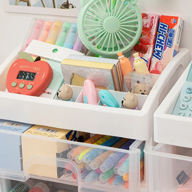 Kawaii Multi-Layer Drawer Organizer 🌟✨ | Cute Desktop Storage Box for School & Office Supplies 🖍️💖