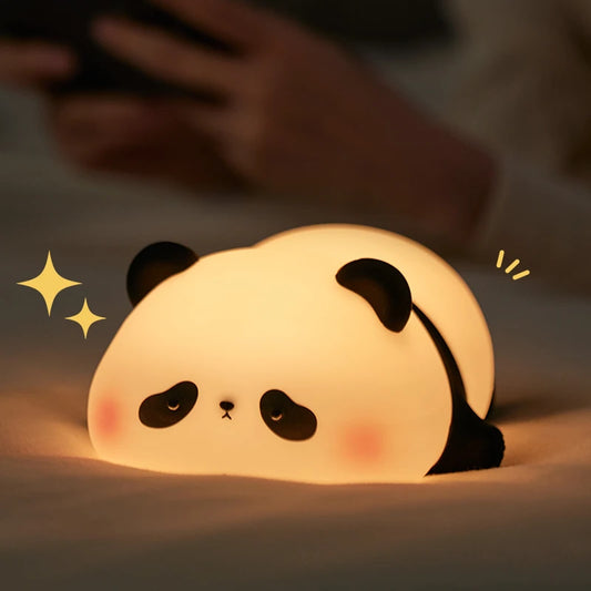 Adorable Panda Silicone LED Night Light - USB Rechargeable Touch Lamp for Cozy Bedtime Bliss 🐼💡✨
