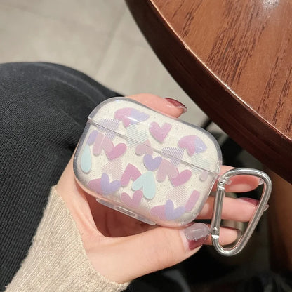 ✨Cute Glittery Heart Silicone Case for AirPods Pro 2 & 1/2/3 💖🎀 – Adorable Cartoon Style Charging Cover! 🎉 - Pixie Quill