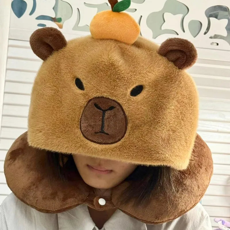 Kawaii Capybara Plush 3-in-1 Hat, Scarf & Gloves 🦙✨ Super Soft & Cozy Christmas Gift for Kids! 🎄💖