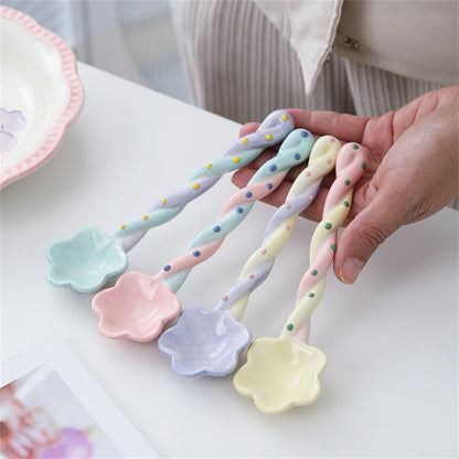 🌼 Charming Macaron Flower Spoon 🍭 Adorable Tableware for Sweet Treats! 🌈 - Pixie Quill