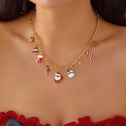 Christmas Snowflake Gingerbread Tree Pendant Necklace Unisex Beads Charm ❄️🎄
