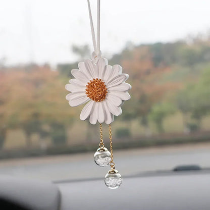 Charming Kawaii Daisy Car Mirror Pendant 🌼✨ | Adorable Plaster Decoration for Auto & Home!