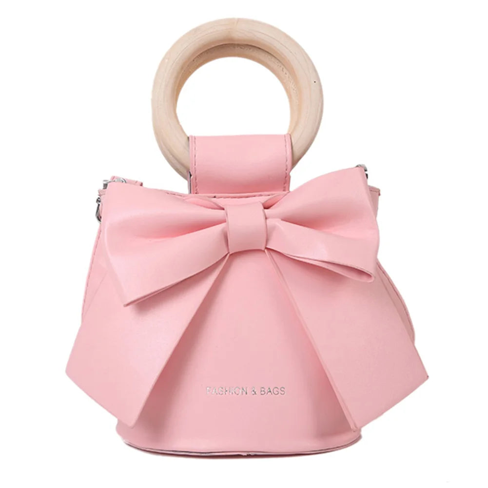 Kawaii Bow Tie Mini Bucket Bag 🎀✨ | Cute Leather Crossbody Handbag for Sweet Fashionistas 💖👜