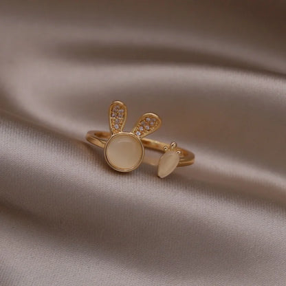 Kawaii Love Crystal Ring 💖✨ - 14K Gold Plated Heart Design for Elegant Daily Wear! 🌟💍