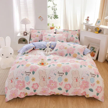 Adorable Strawberry Dreams Reversible Kawaii Bedding Set 🍓✨ Soft Cotton Duvet Cover with Pillowcases