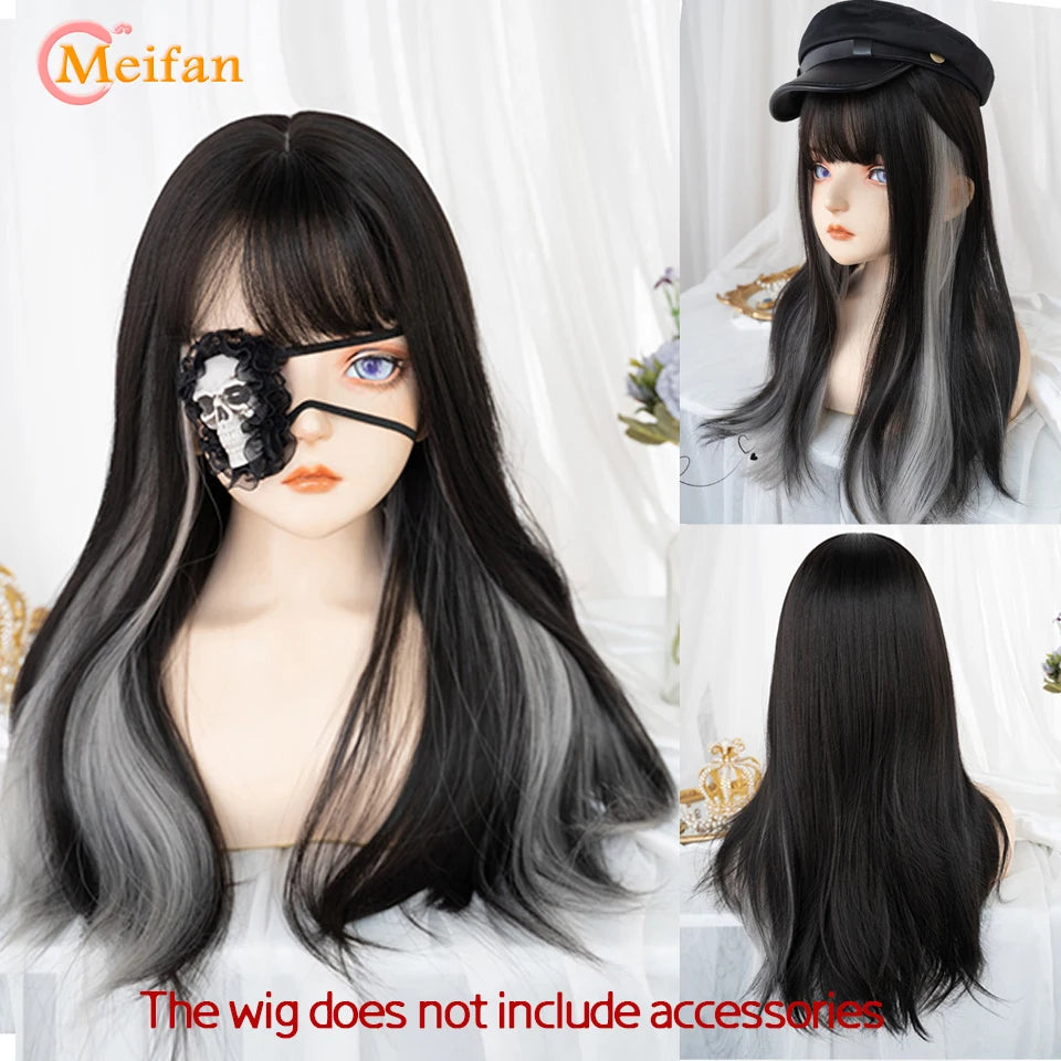 Kawaii Ombre Pink & Blonde Long Straight Wig 🎀✨ - Cute Lolita Cosplay Hair for Parties & Halloween! 🌸🖤
