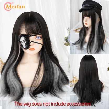 Kawaii Ombre Pink & Blonde Long Straight Wig 🎀✨ - Cute Lolita Cosplay Hair for Parties & Halloween! 🌸🖤