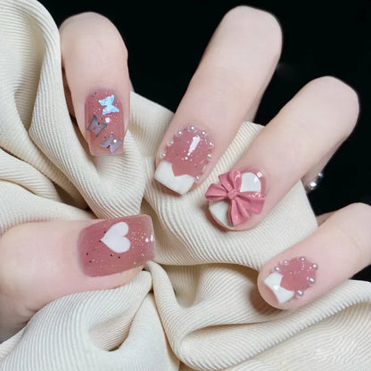 Cute Kawaii Bunny Press-On Nails 🐰✨ | 24 Pcs Full Coverage Acrylic Nail Art Set 🎨 | Reusable & Adorable Fake Nails with Tools! 💅🌸