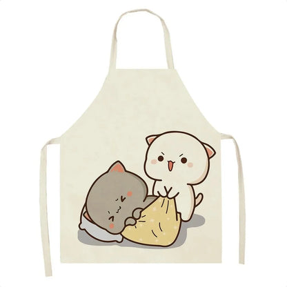 Cute Cartoon Cat Cooking Apron 💕🐱 - Fun & Mess-Free for Couples in the Kitchen 🍳👩‍🍳 - Pixie Quill