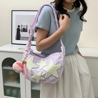 ✨ Kawaii Canvas Dumpling Messenger Bag 🌙 Cute Star-Embroidered Crossbody 💖