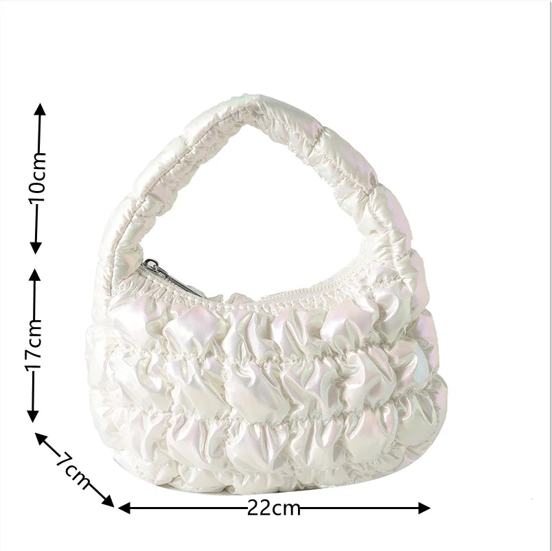 Kawaii Pleated Cloud Mini Handbag 🌈✨ | Adorable Soft Nylon Tote Bag for Trendy Women 💖🌟