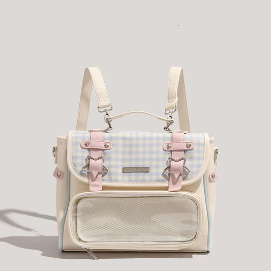 Kawaii Plaid Lolita Star Backpack 🎒✨ | Cute Satchel for Students & ItaBag Lovers 💖👜