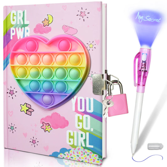 Kawaii Pop Girls Secret Diary with Lock & Colorful Double-end Pen 📝✨ | 160 Lined Pages of Fun!