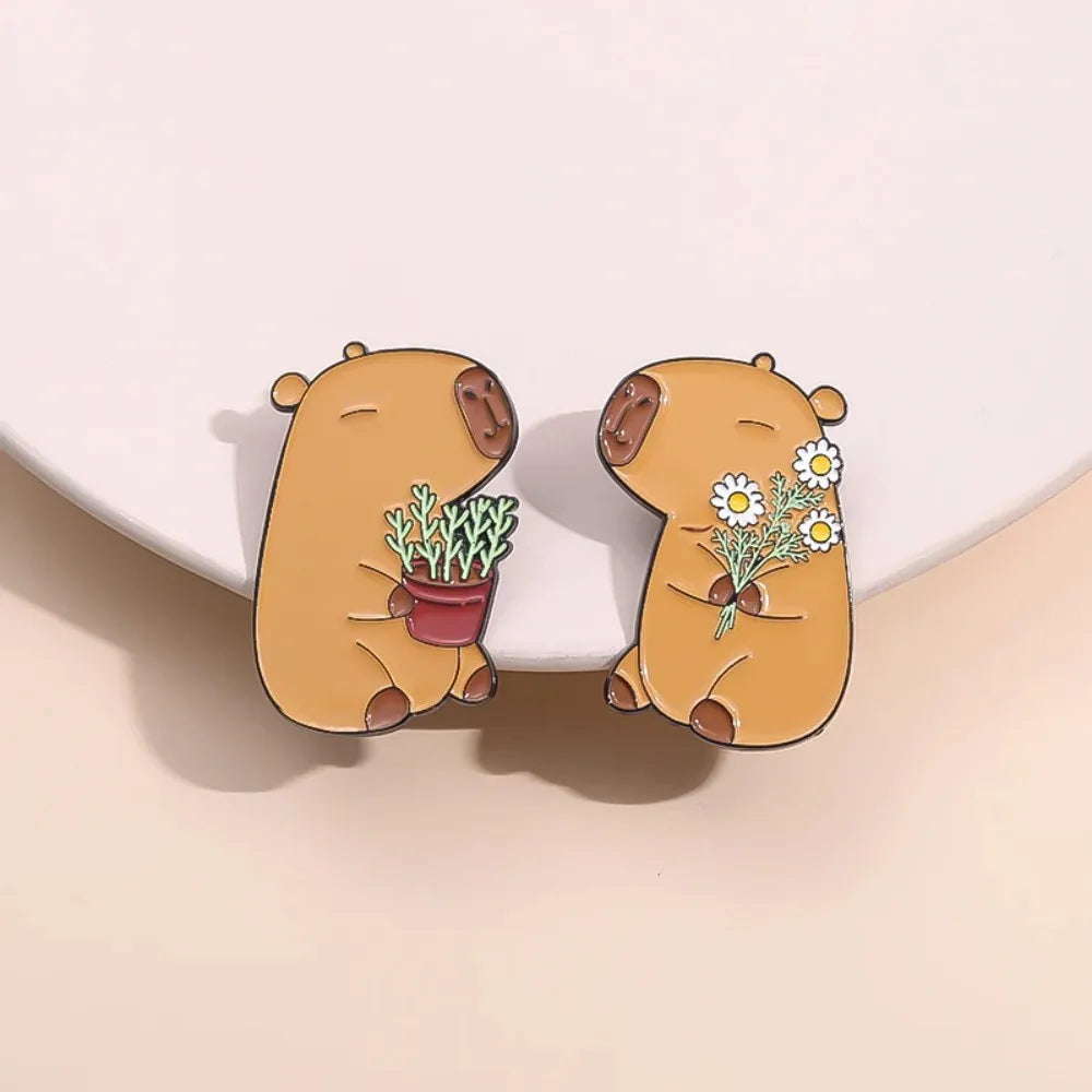 Kawaii Capybara Enamel Pins 🐾 Cute Animal Brooches for Bags & Shirts 🎒 Perfect Gift for Friends & Kids! 🌟