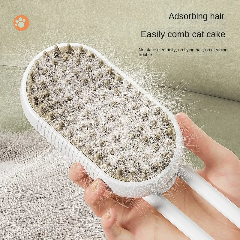 Cuddle & Care ✨✨ Steamy Fur Brush 🐾💖 - 3-in-1 Grooming & Massage Tool for Furry Friends!