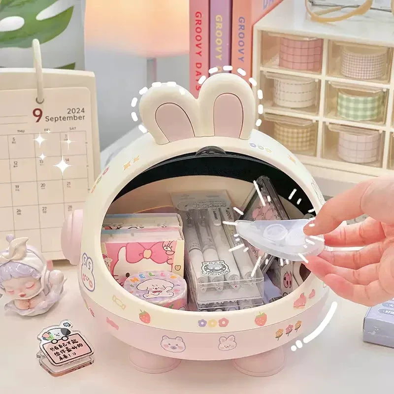 Adorable Bunny Desk Organizer - Kawaii Storage Box for Hair Accessories & Stationery 🐇✨