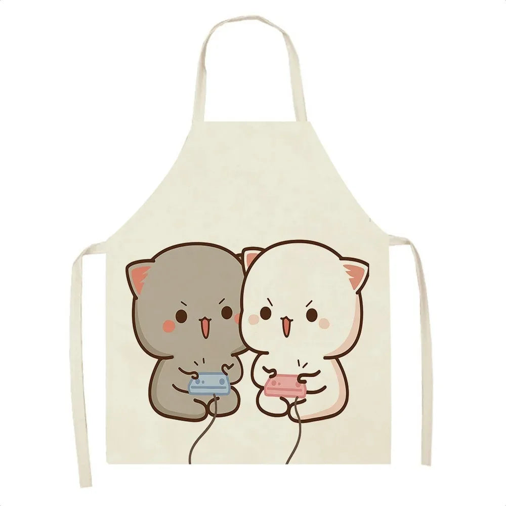 Cute Cartoon Cat Cooking Apron 💕🐱 - Fun & Mess-Free for Couples in the Kitchen 🍳👩‍🍳 - Pixie Quill