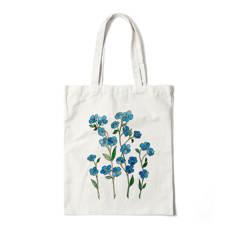 Kawaii Floral Canvas Tote 🌼💖 | Cute Eco-Friendly Shoulder Bag for School & Shopping 🌸✨