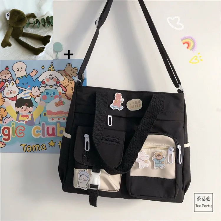 Kawaii Nylon Waterproof Satchel 👜✨ | Adorable Japanese Crossbody Messenger Bag for Students & Girls 🎒💖