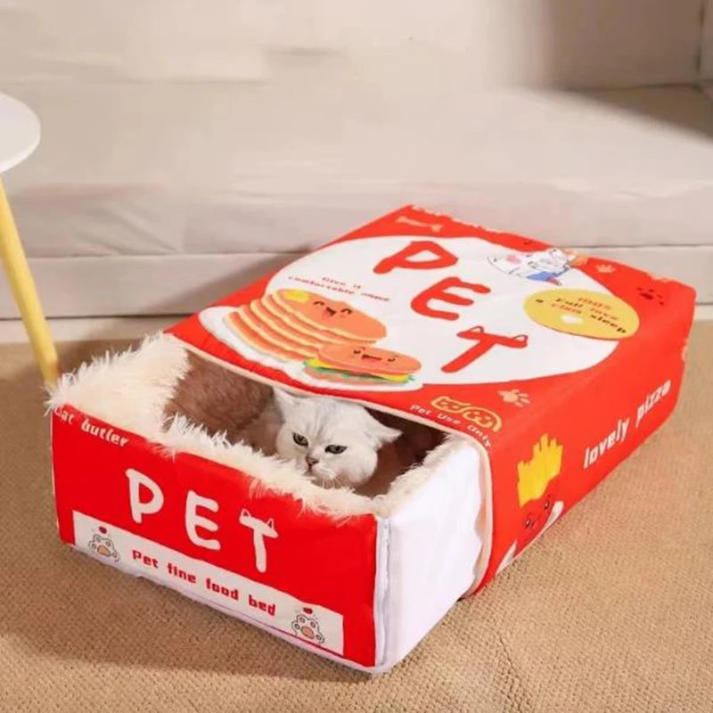 Cuddle Cave Cat Bed 🐾💖 Cozy Biscuit Box for Playful Paws! 🍪✨